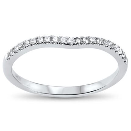 .13cts 14kt White Gold Round Diamond Curved Accent Wedding Anniversary Band Size 6.5