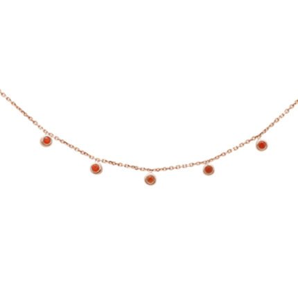 <span>GEMSTONE CLOSEOUT! </span> .14ct 14K Rose Gold Natural Ruby Gemstone by the Yard Pendant Necklace 18"