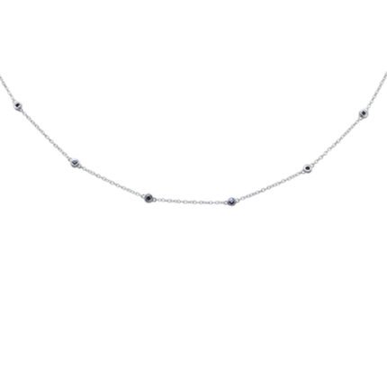 <span>GEMSTONE CLOSEOUT! </span> .62ct G SI 14K White Gold Blue Sapphire Gemstone By the Yard Style Pendant Necklace